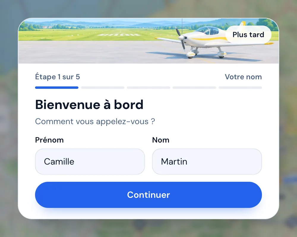 Étape 1 : votre nom.