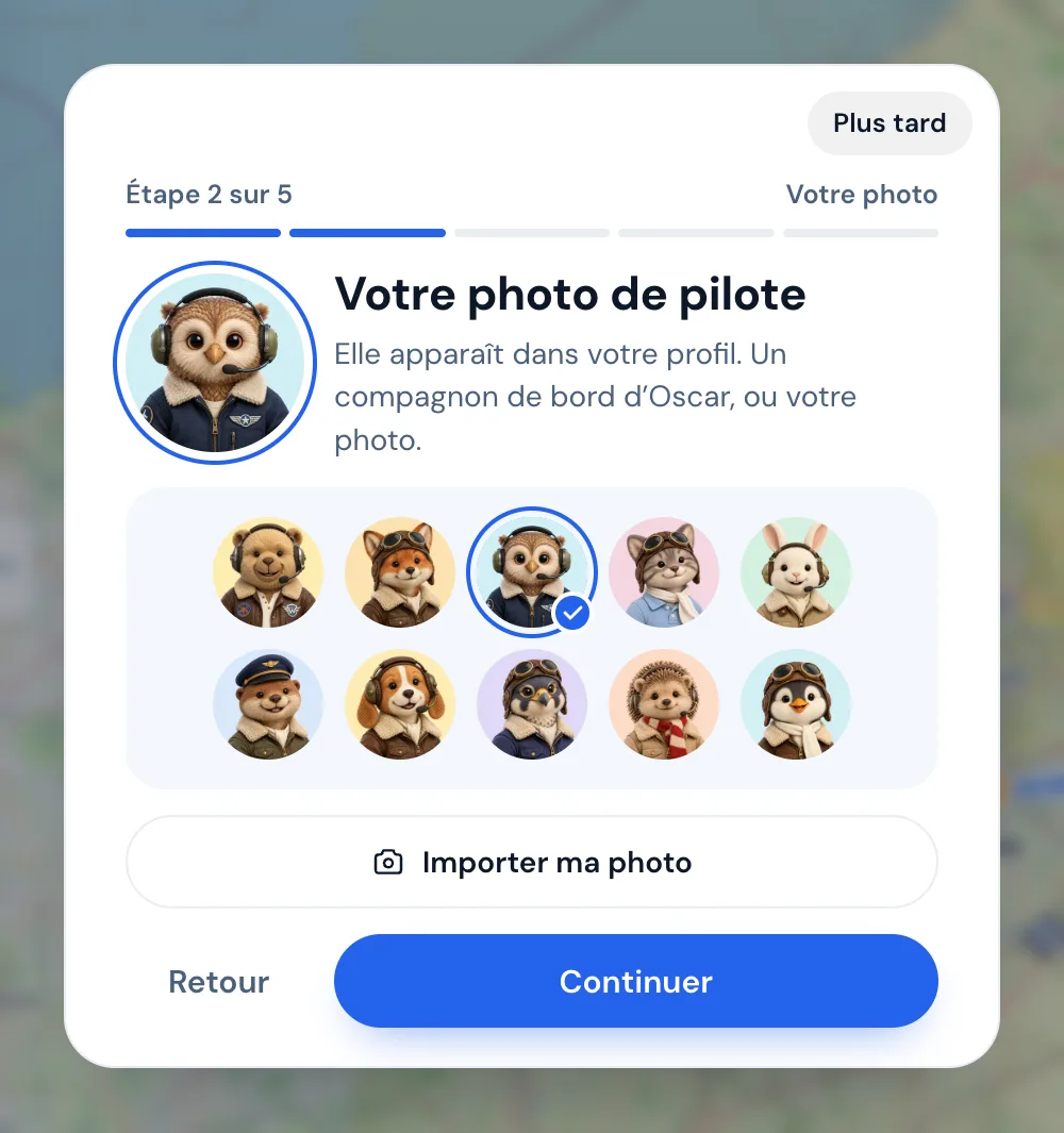 Étape 2 : votre photo de pilote.