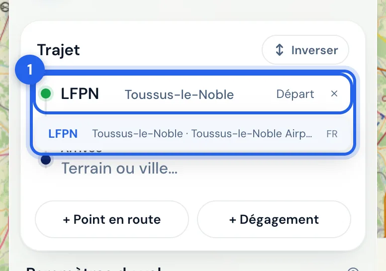 Le terrain de départ (1) et sa suggestion, déjà choisie.