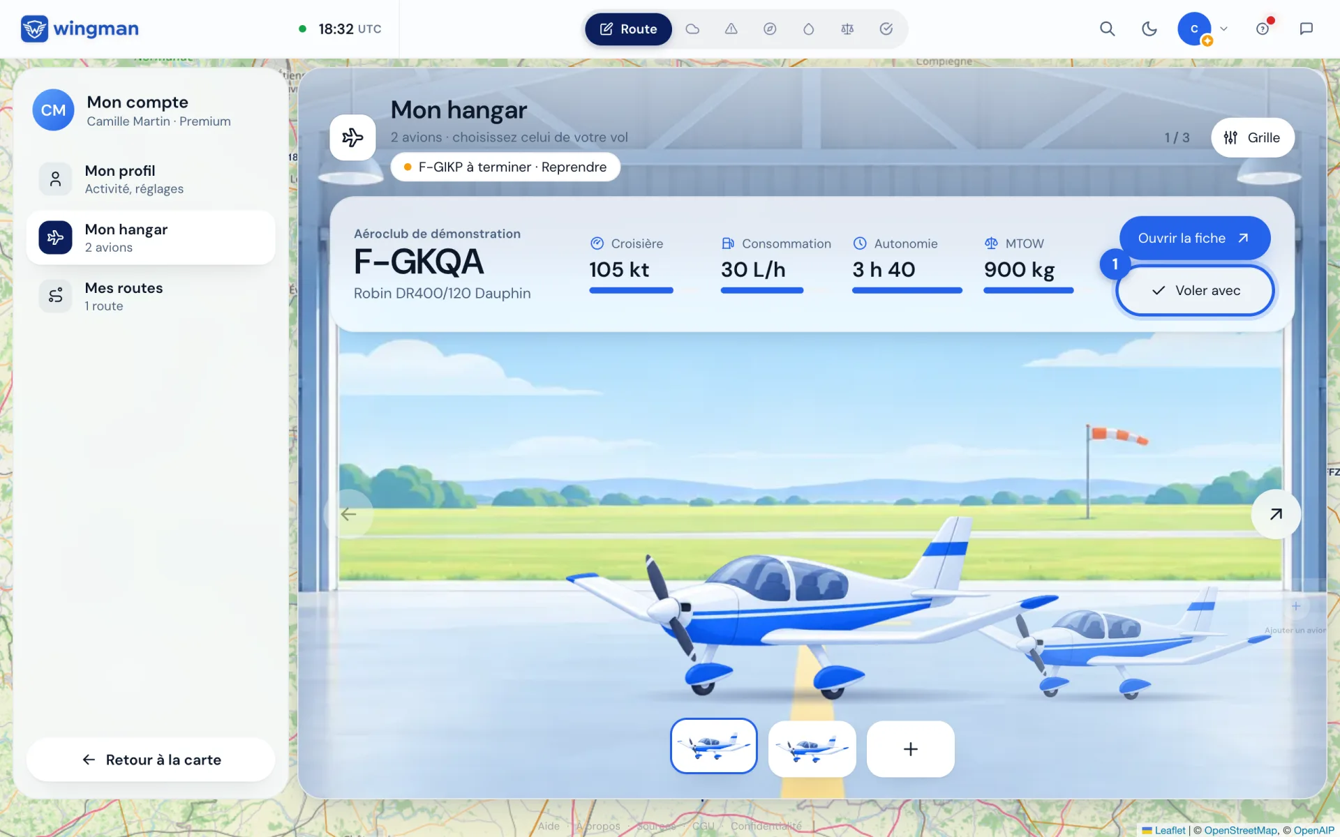 Mon hangar : un avion du club, ses chiffres, et « Voler avec » (1).