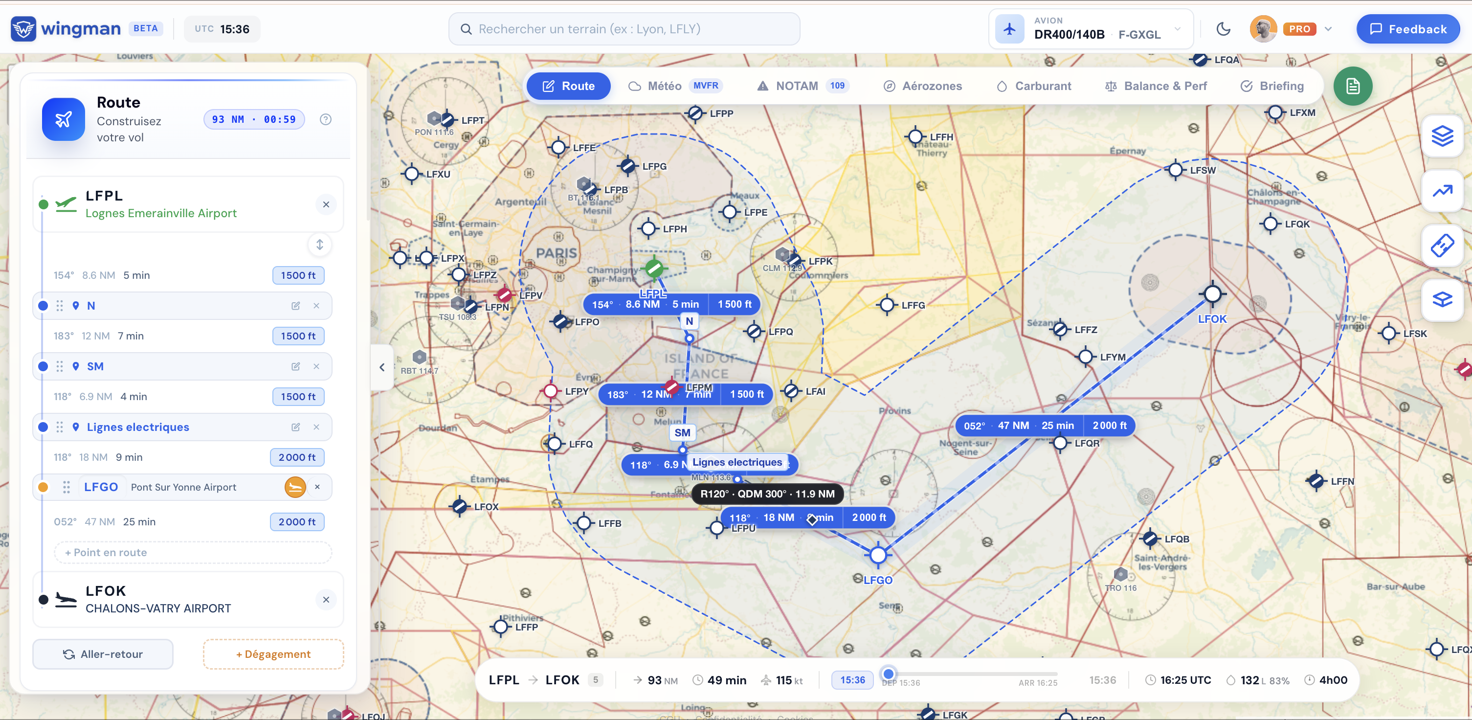 Wingman — préparation route LFRG vers LFOR